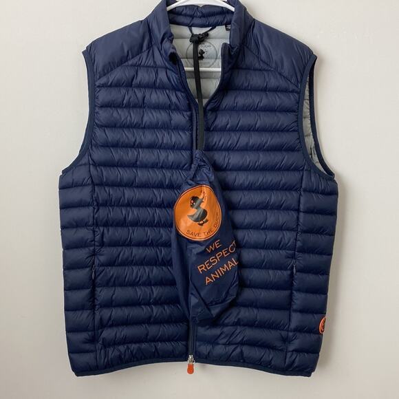 Save the Duck Navy Ultra Light Jacket Puffer Vest Size: S - Picture 6 of 7